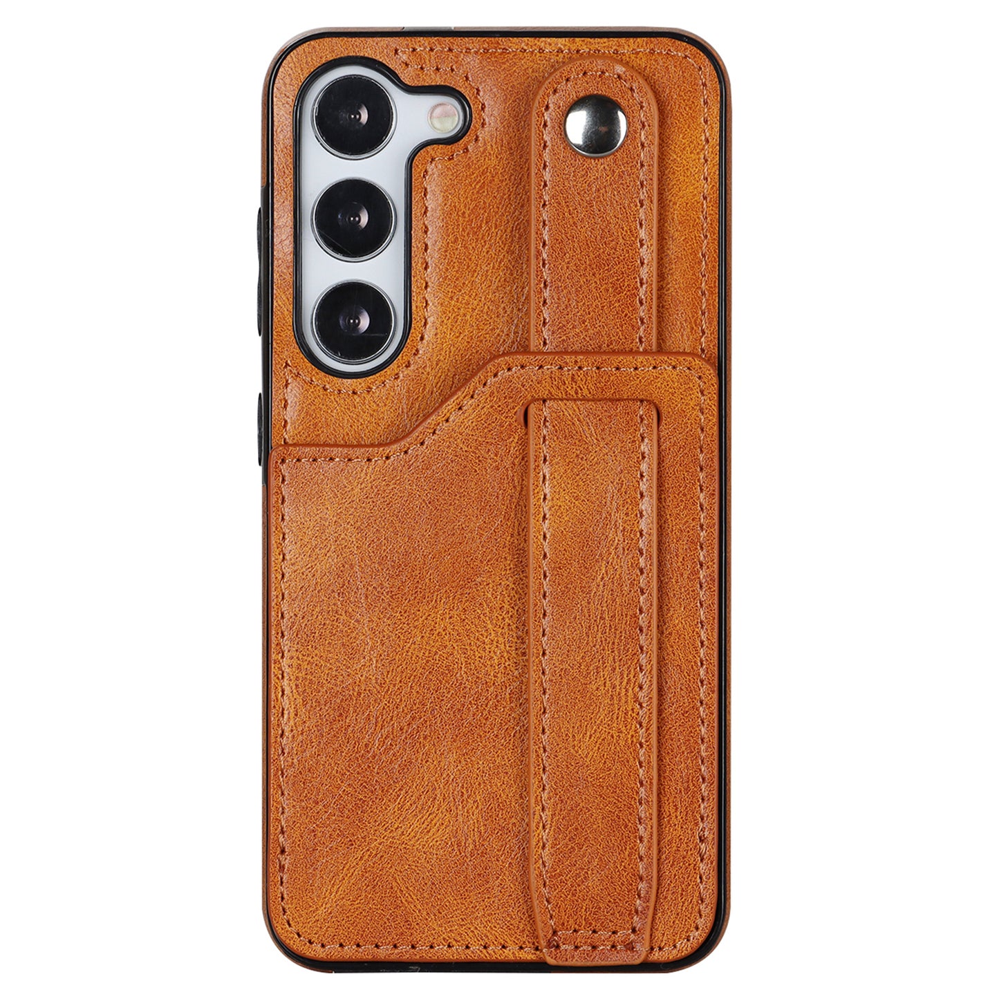 For Samsung Galaxy S24 Cell Phone Case Retro PU Leather Coated TPU RFID Blocking Cover - Yellow