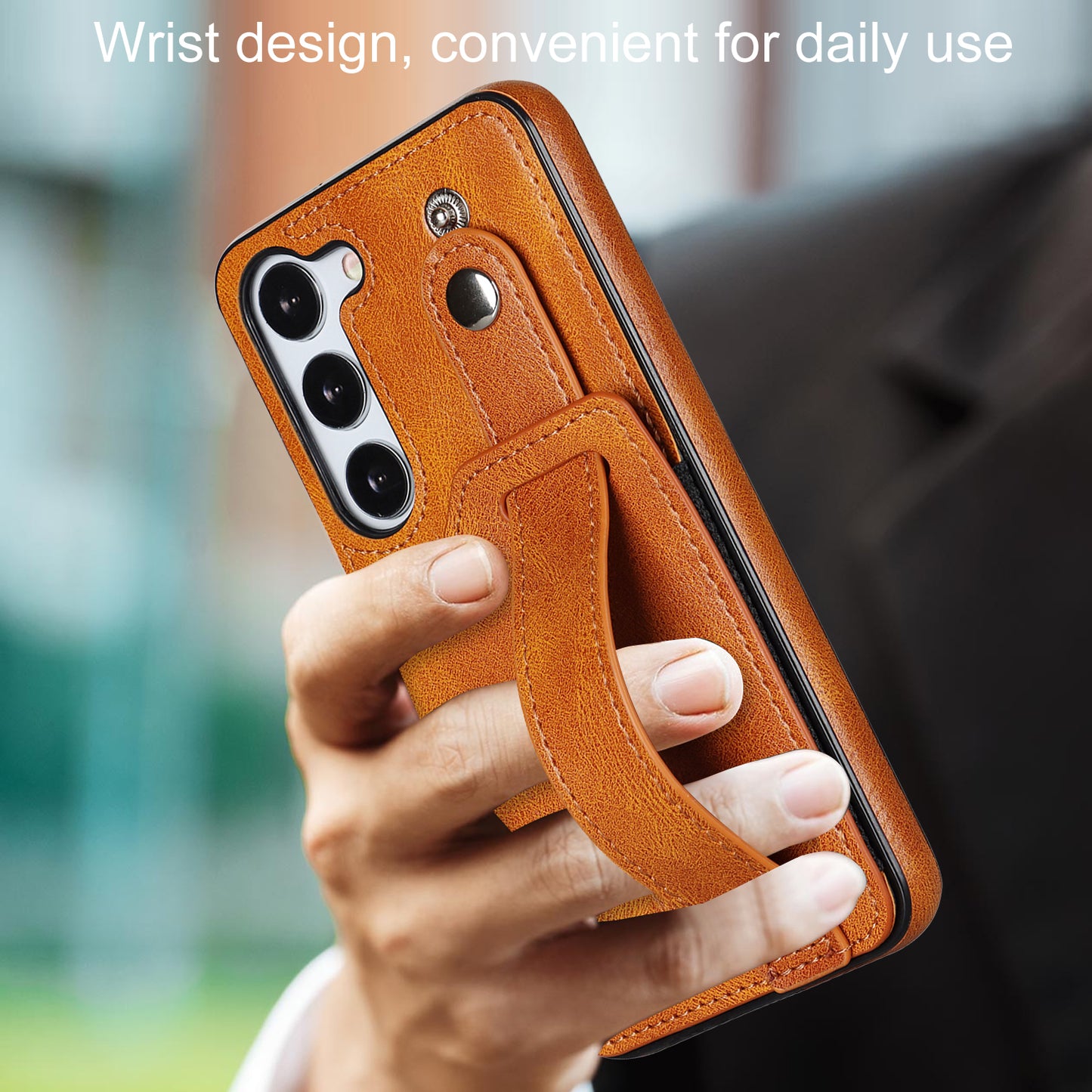 For Samsung Galaxy S24 Cell Phone Case Retro PU Leather Coated TPU RFID Blocking Cover - Yellow
