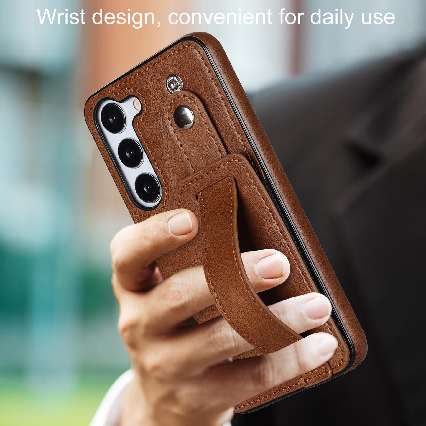 For Samsung Galaxy S24 Cell Phone Case Retro PU Leather Coated TPU RFID Blocking Cover - Brown