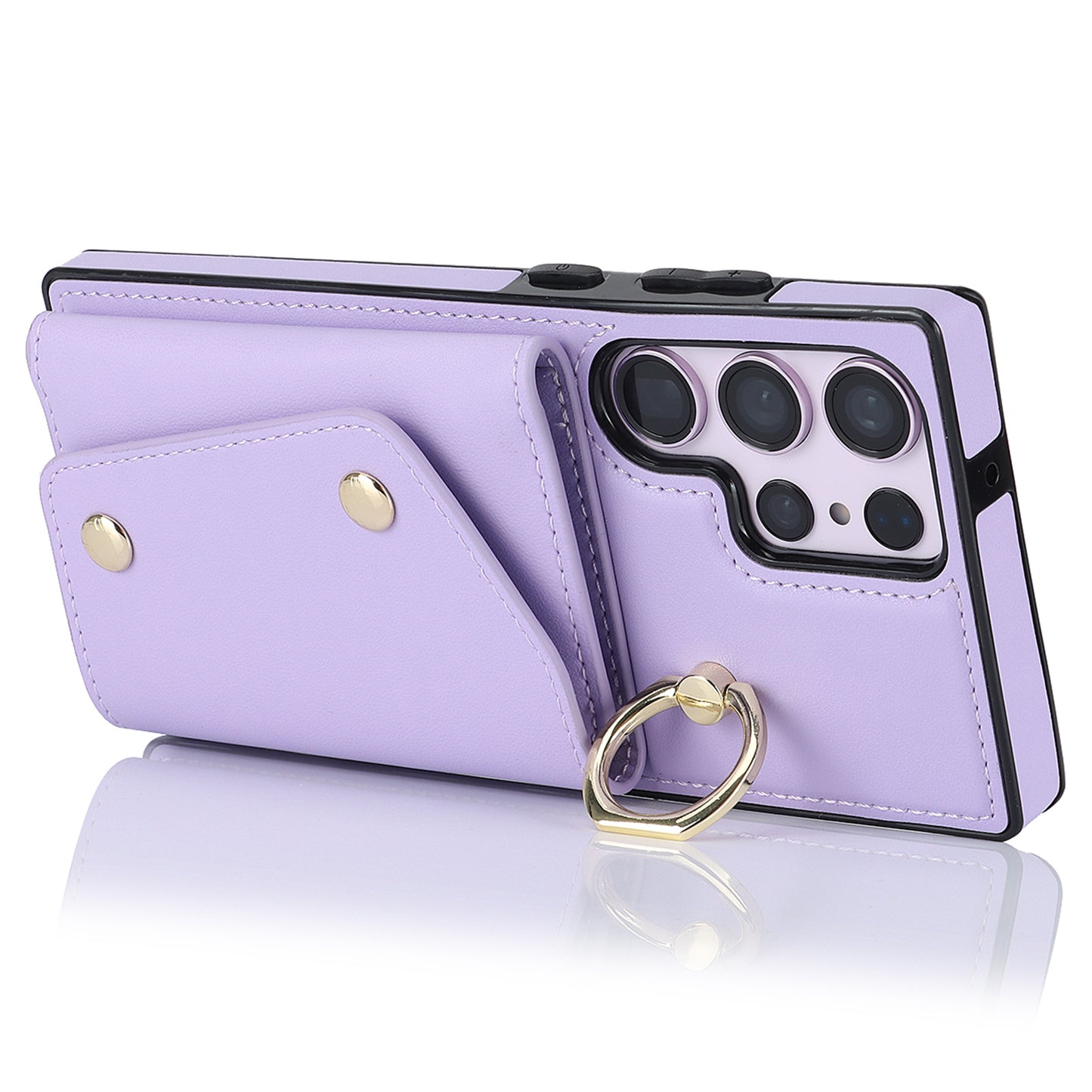 For Samsung Galaxy S24 Ultra Case Wallet Zipper Anti-scratch PU Leather+TPU Phone Protector - Purple
