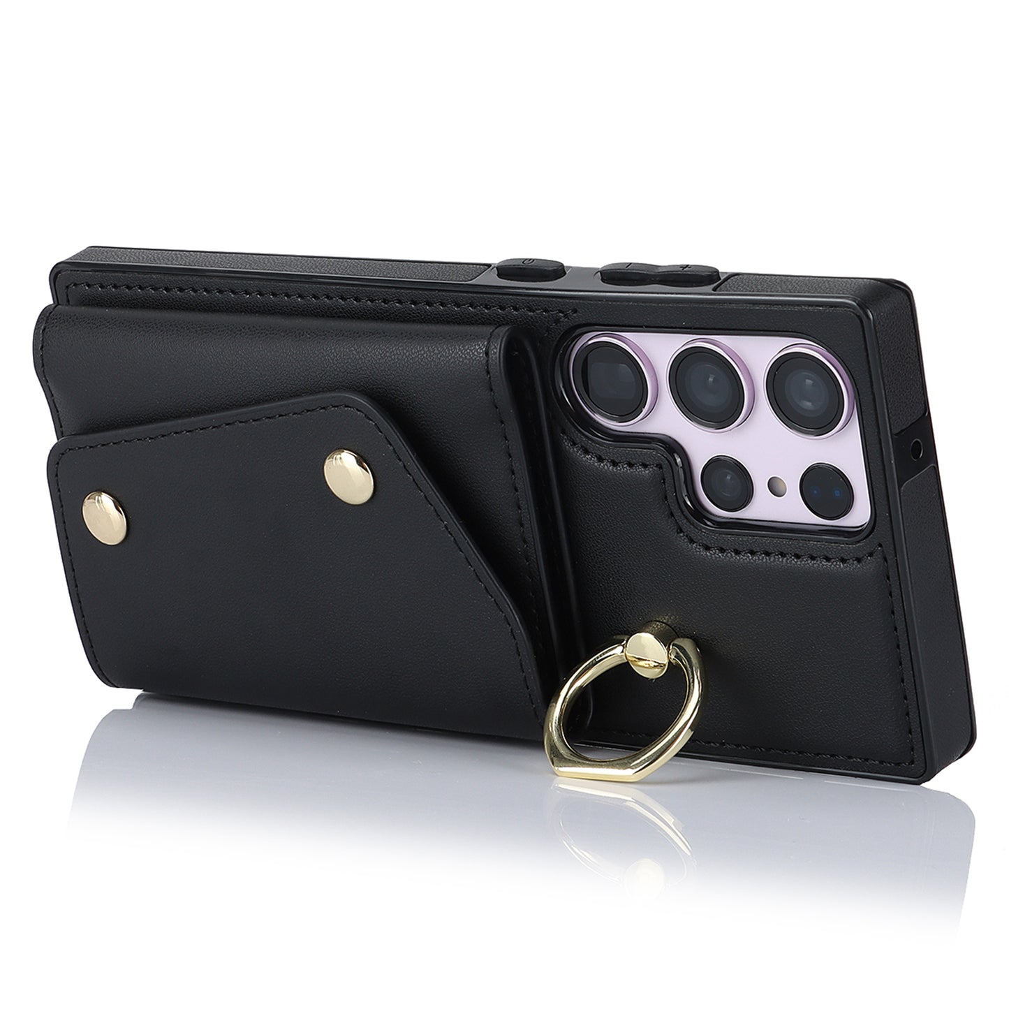For Samsung Galaxy S24 Ultra Case Wallet Zipper Anti-scratch PU Leather+TPU Phone Protector - Black