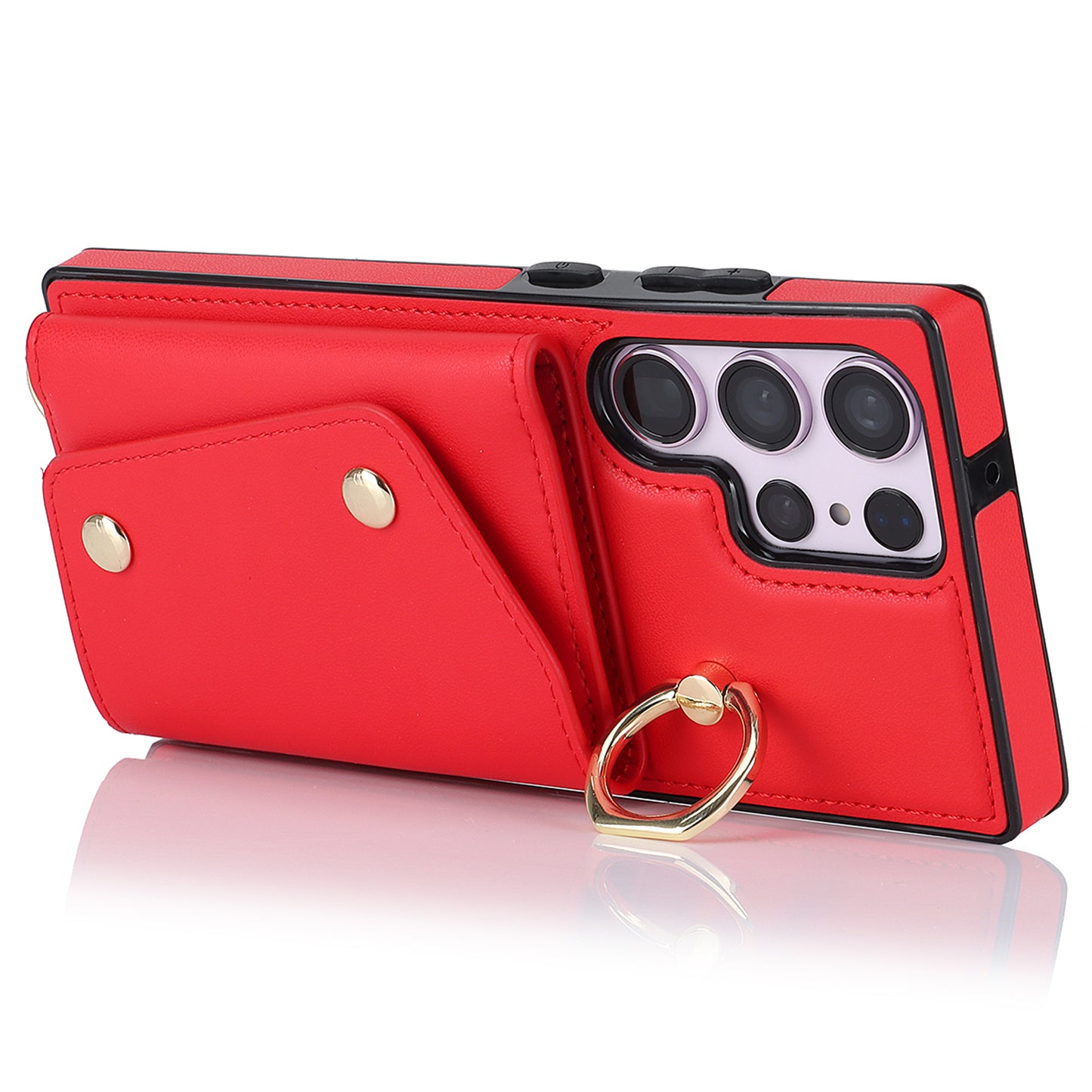 For Samsung Galaxy S24 Ultra Case Wallet Zipper Anti-scratch PU Leather+TPU Phone Protector - Red