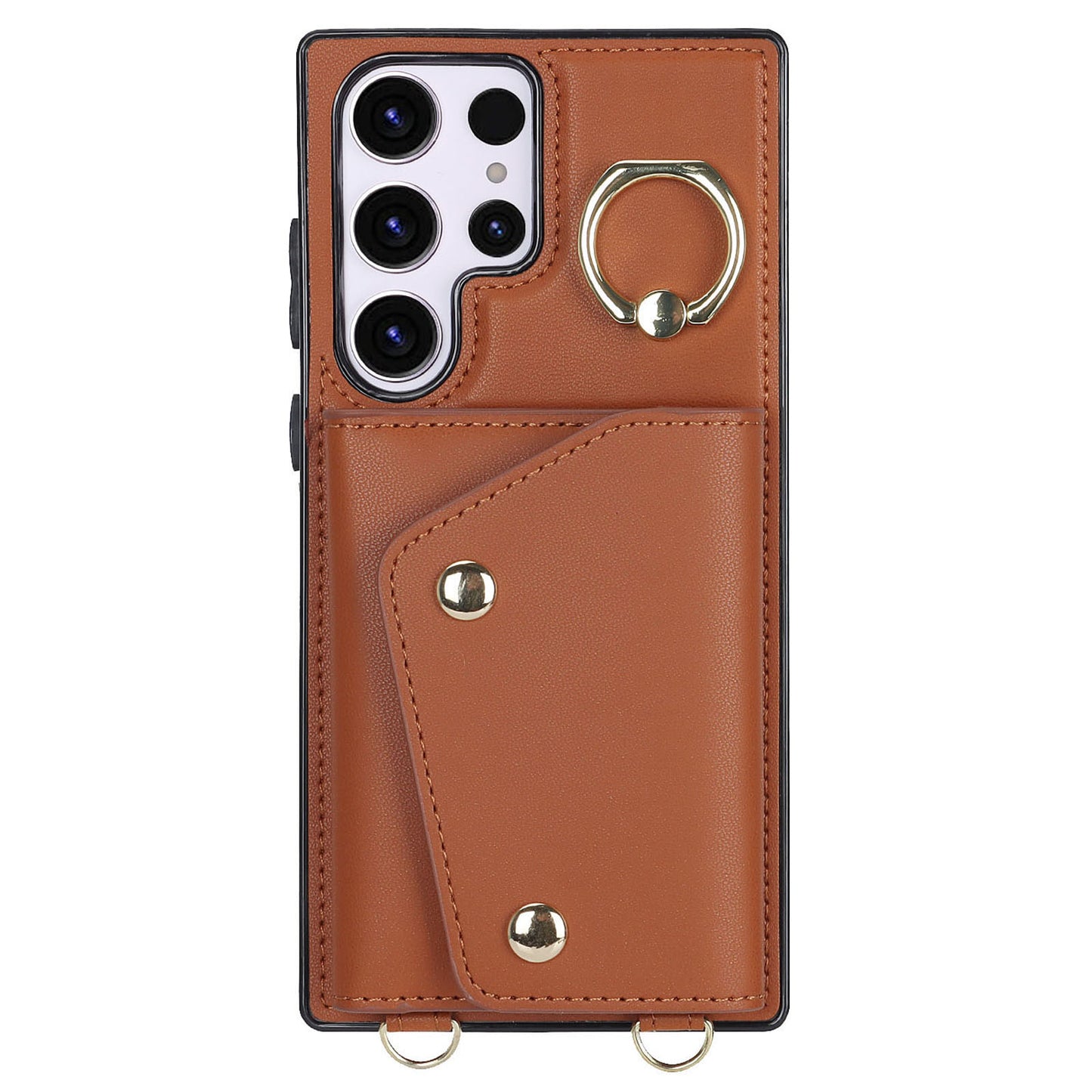 For Samsung Galaxy S24 Ultra Case Wallet Zipper Anti-scratch PU Leather+TPU Phone Protector - Brown