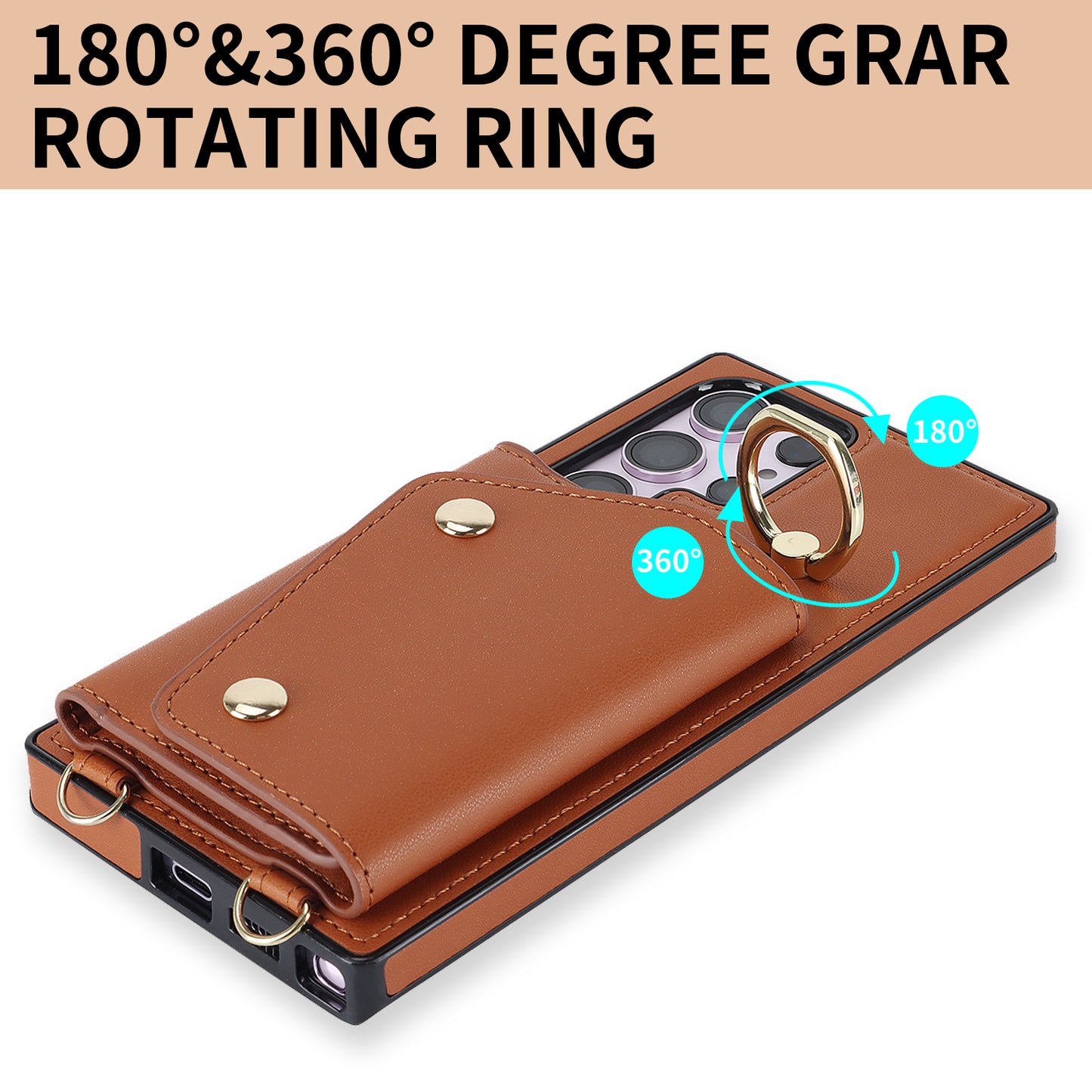 For Samsung Galaxy S24 Ultra Case Wallet Zipper Anti-scratch PU Leather+TPU Phone Protector - Brown