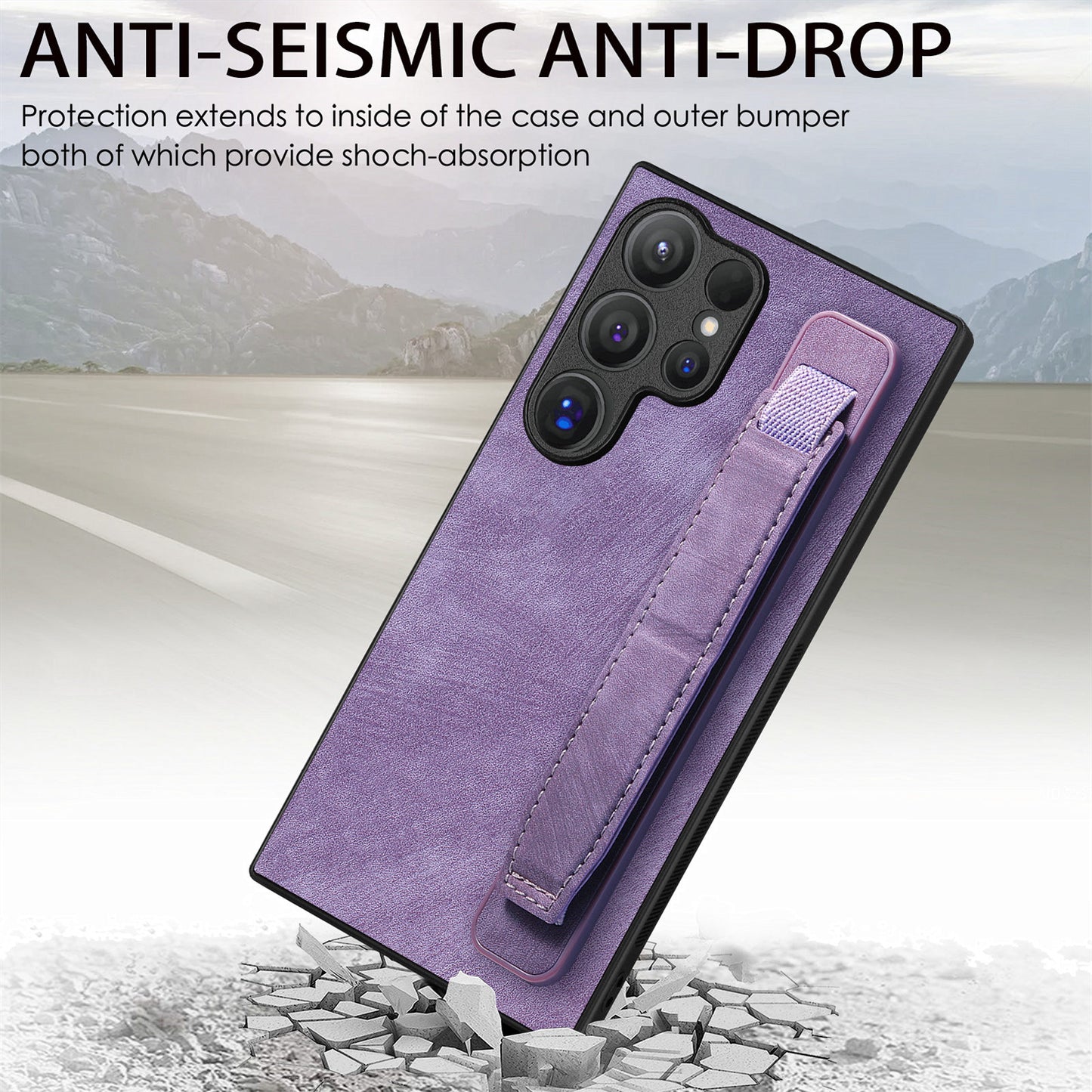 D11 For Samsung Galaxy S24 Ultra Case Vintage PU Leather+TPU Phone Guard Cover - Purple