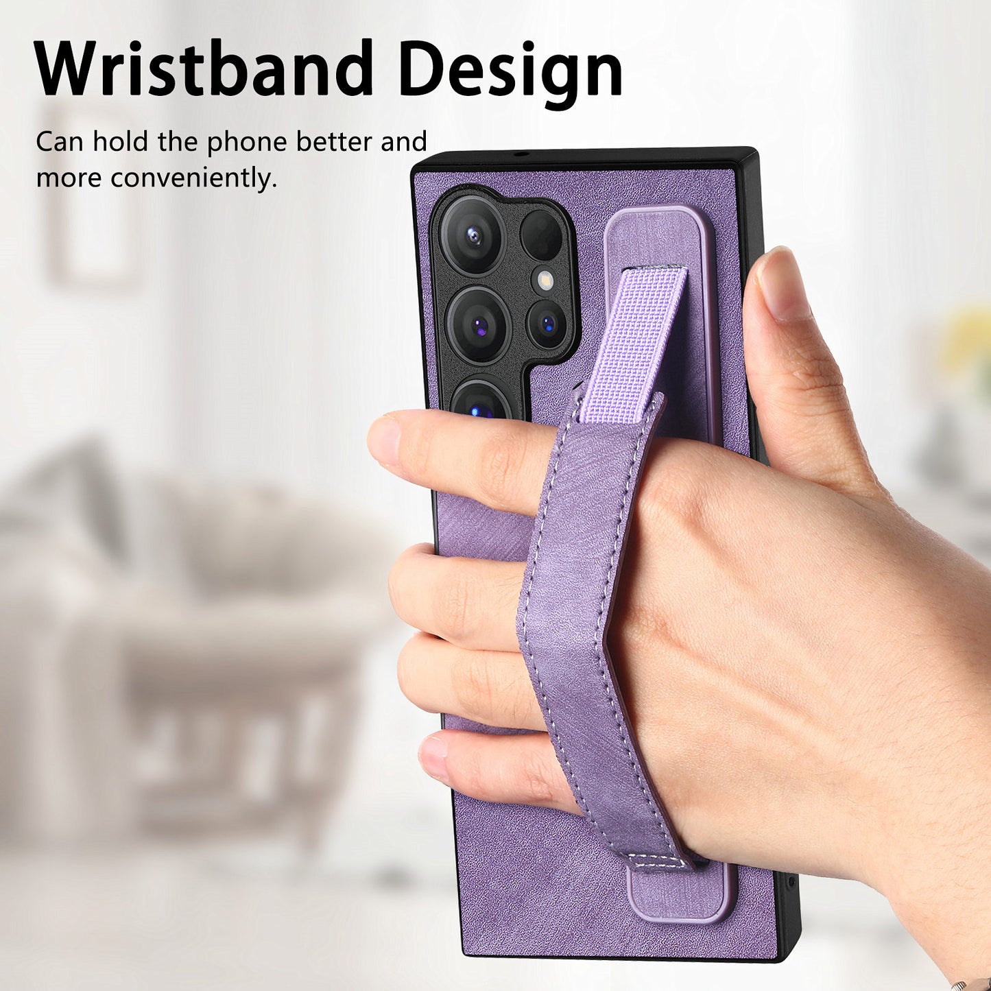 D11 For Samsung Galaxy S24 Ultra Case Vintage PU Leather+TPU Phone Guard Cover - Purple