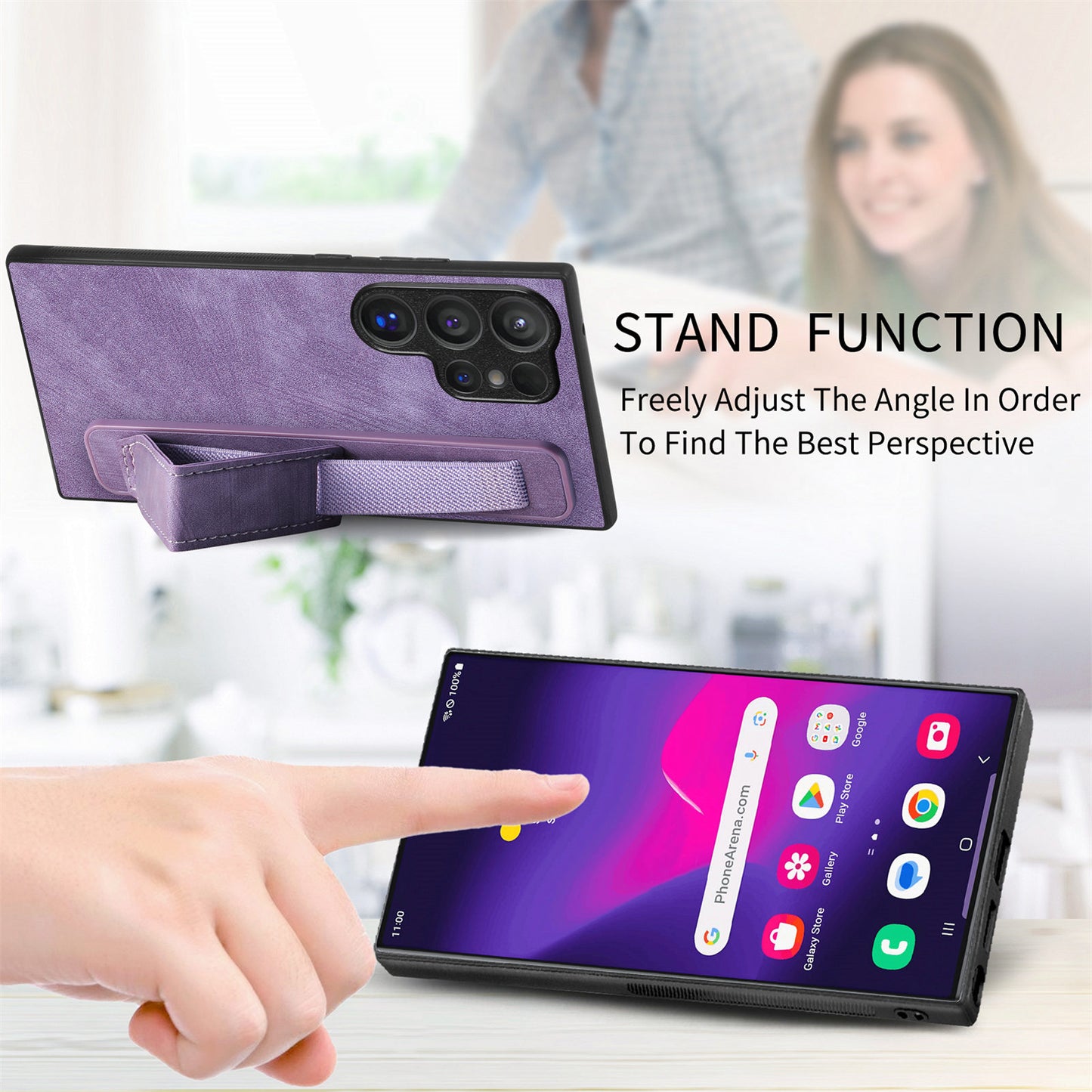 D11 For Samsung Galaxy S24 Ultra Case Vintage PU Leather+TPU Phone Guard Cover - Purple