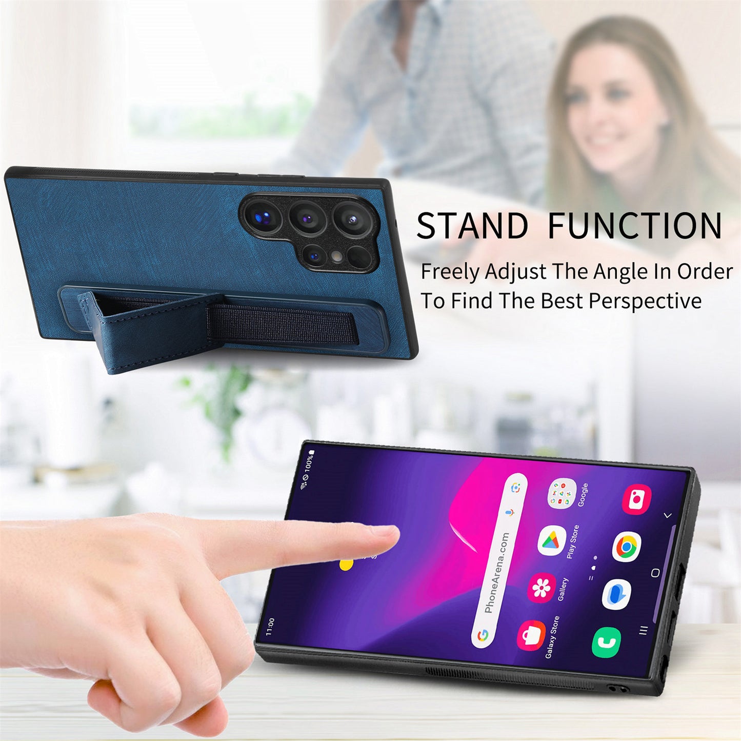 D11 For Samsung Galaxy S24 Ultra Case Vintage PU Leather+TPU Phone Guard Cover - Blue