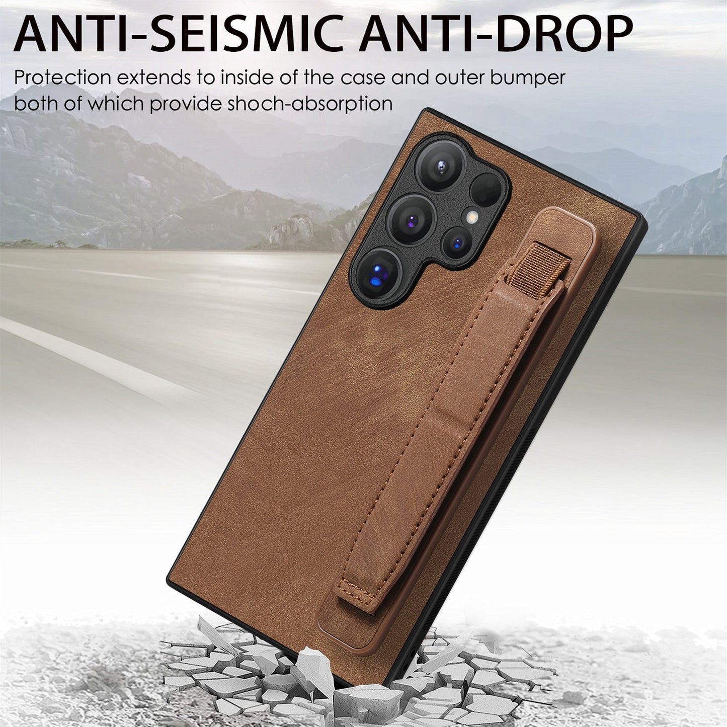D11 For Samsung Galaxy S24 Ultra Case Vintage PU Leather+TPU Phone Guard Cover - Brown