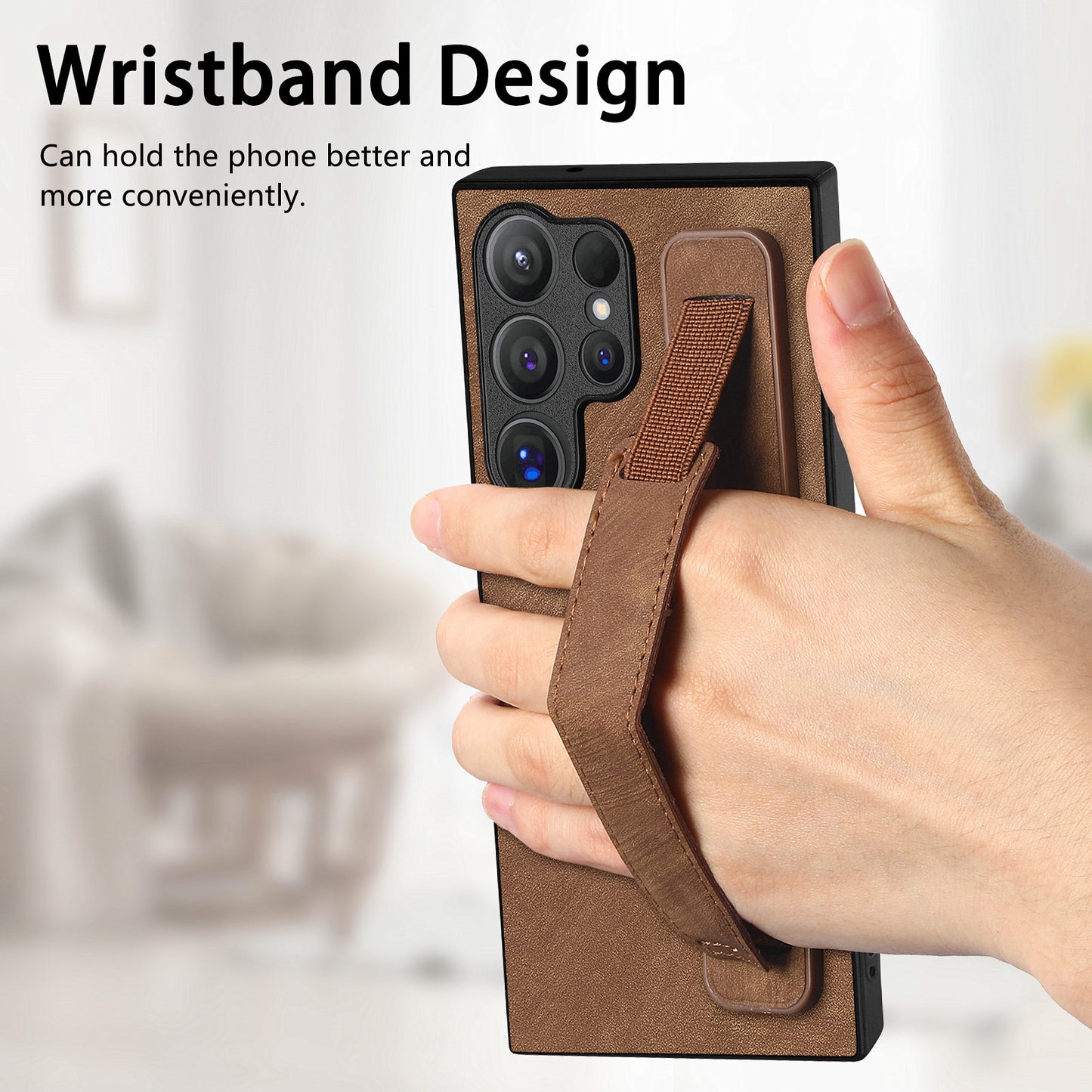 D11 For Samsung Galaxy S24 Ultra Case Vintage PU Leather+TPU Phone Guard Cover - Brown
