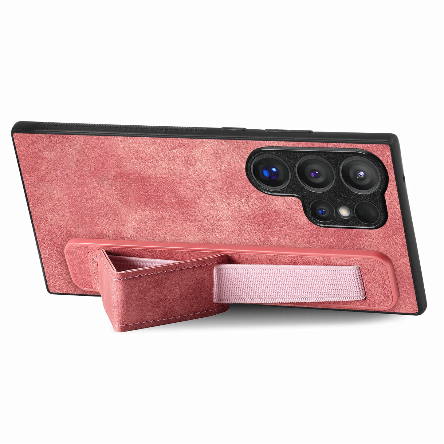 D11 For Samsung Galaxy S24 Ultra Case Vintage PU Leather+TPU Phone Guard Cover - Pink