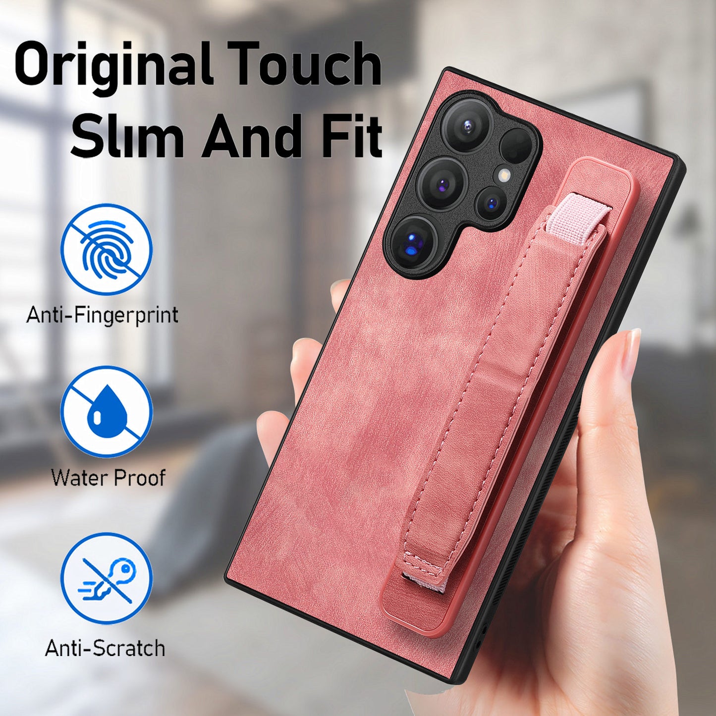 D11 For Samsung Galaxy S24 Ultra Case Vintage PU Leather+TPU Phone Guard Cover - Pink