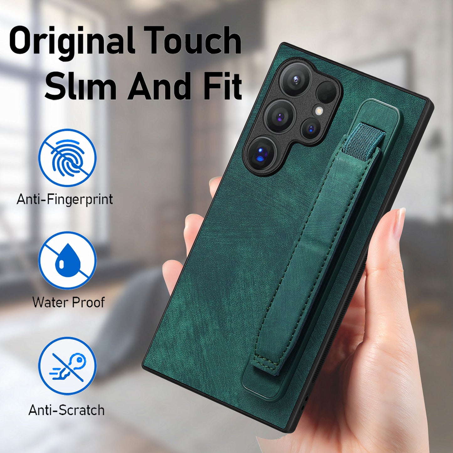 D11 For Samsung Galaxy S24 Ultra Case Vintage PU Leather+TPU Phone Guard Cover - Green