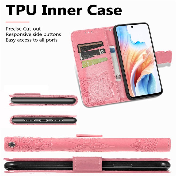 Phone Stand Case for Oppo A79 5G / A2 5G PU Leather Phone Cover - Pink