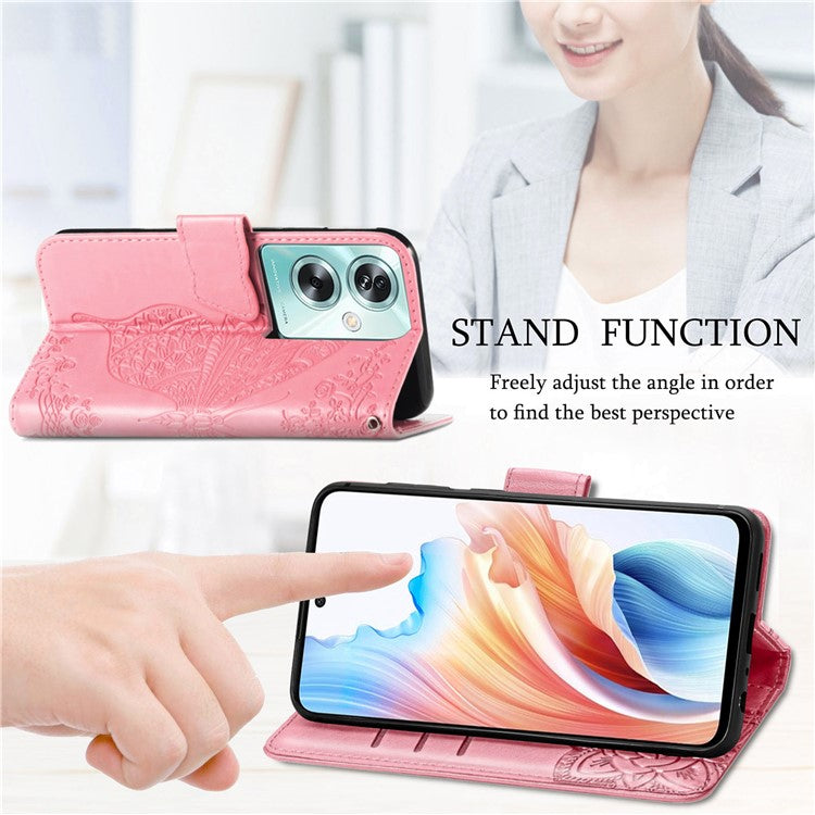 Phone Stand Case for Oppo A79 5G / A2 5G PU Leather Phone Cover - Pink