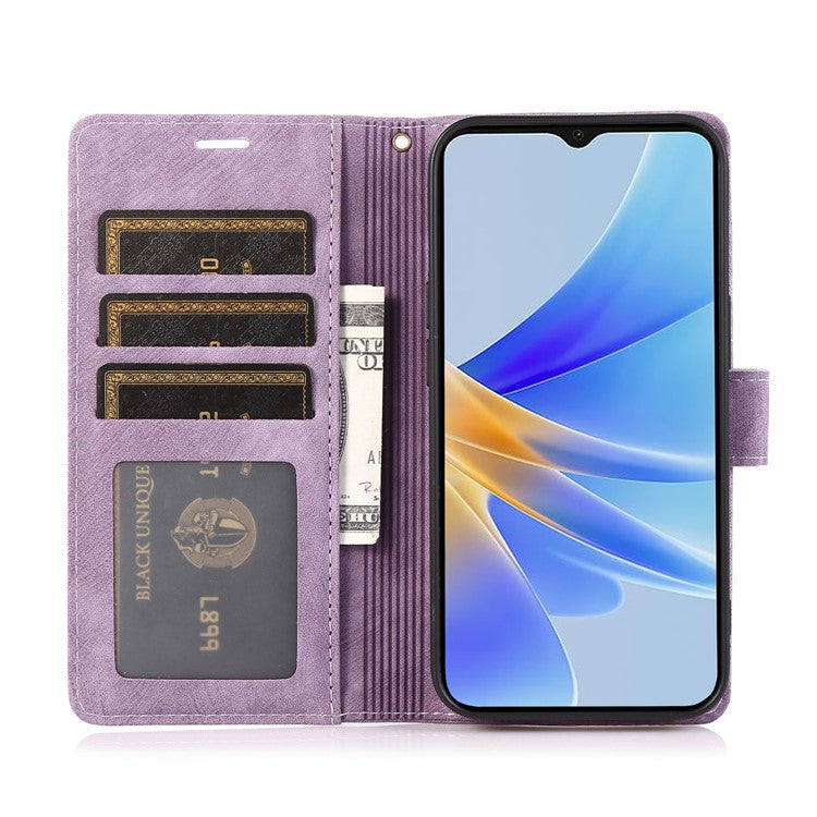 Wallet Leather Cover for Oppo A78 4G Shell Imprint Orchid Butterfly Pattern Phone Case - Purple
