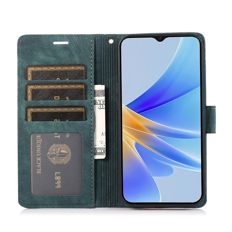 Wallet Leather Cover for Oppo A78 4G Shell Imprint Orchid Butterfly Pattern Phone Case - Green