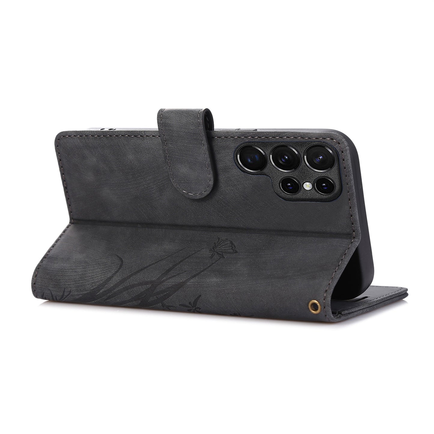 For Samsung Galaxy S24 Ultra Case Leather Phone Cover with Wallet Stand - Black