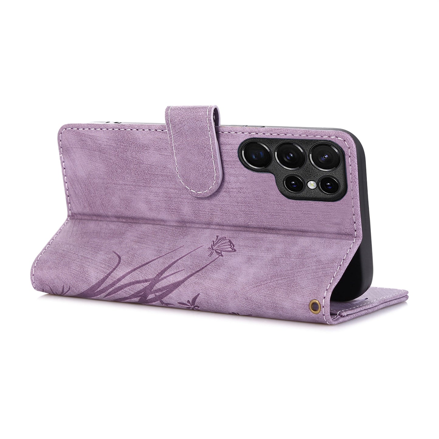 For Samsung Galaxy S24 Ultra Case Leather Phone Cover with Wallet Stand - Purple