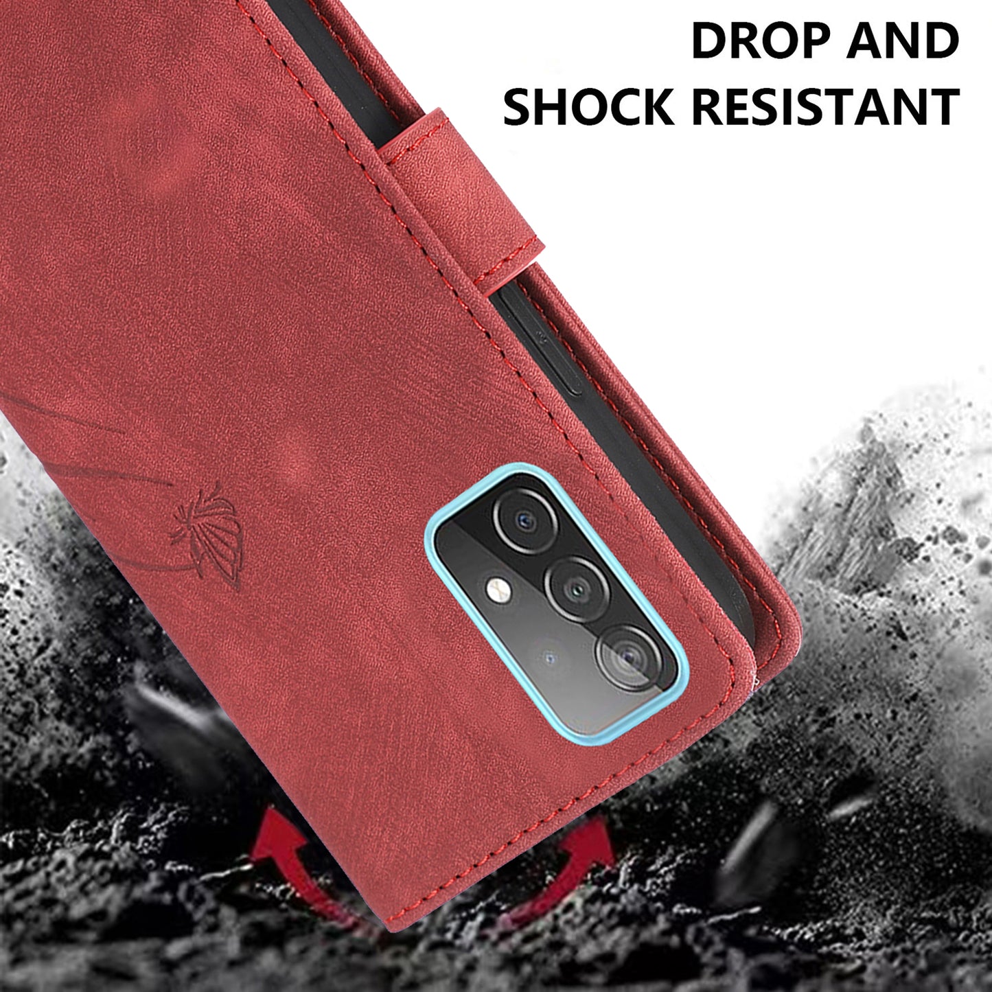 For Samsung Galaxy S24 Phone Case Orchid Butterfly Pattern Wallet Leather Cover - Red