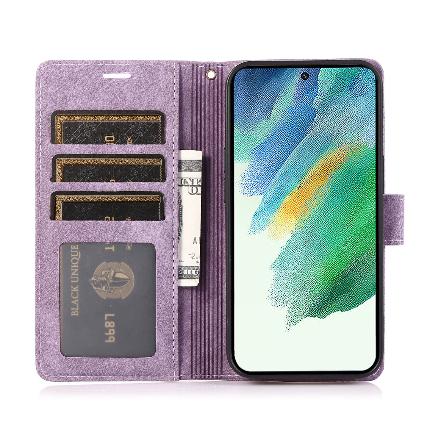 For Samsung Galaxy S24 Phone Case Orchid Butterfly Pattern Wallet Leather Cover - Purple