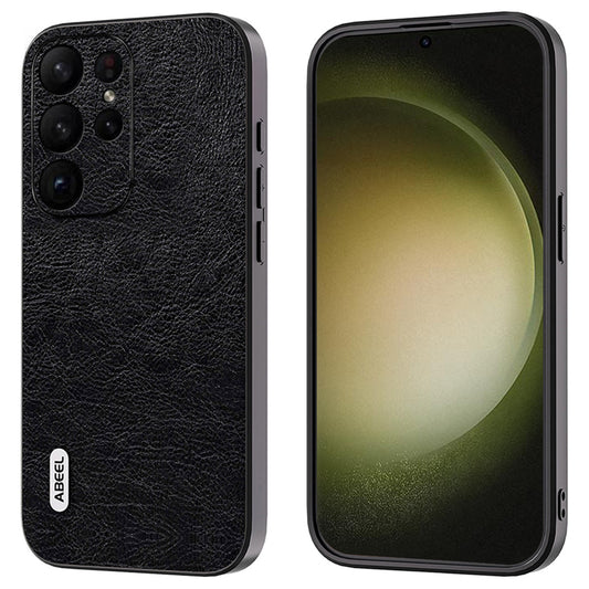 ABEEL For Samsung Galaxy S24 Ultra Retro Leather Case Litchi Texture Back Cover - Black