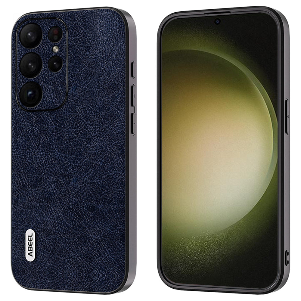 ABEEL For Samsung Galaxy S24 Ultra Retro Leather Case Litchi Texture Back Cover - Blue