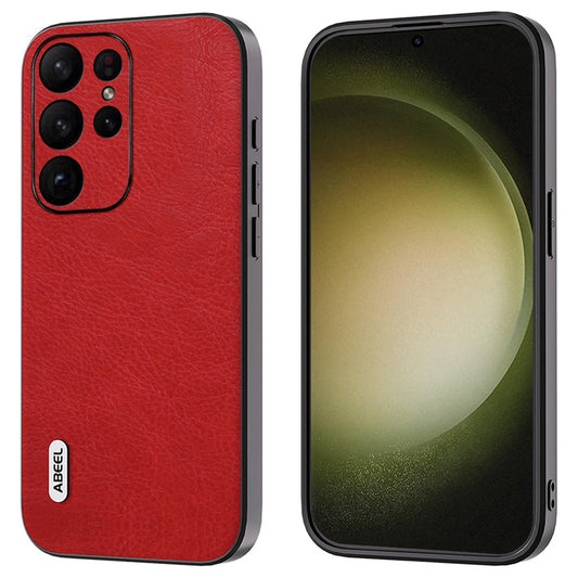 ABEEL For Samsung Galaxy S24 Ultra Retro Leather Case Litchi Texture Back Cover - Red