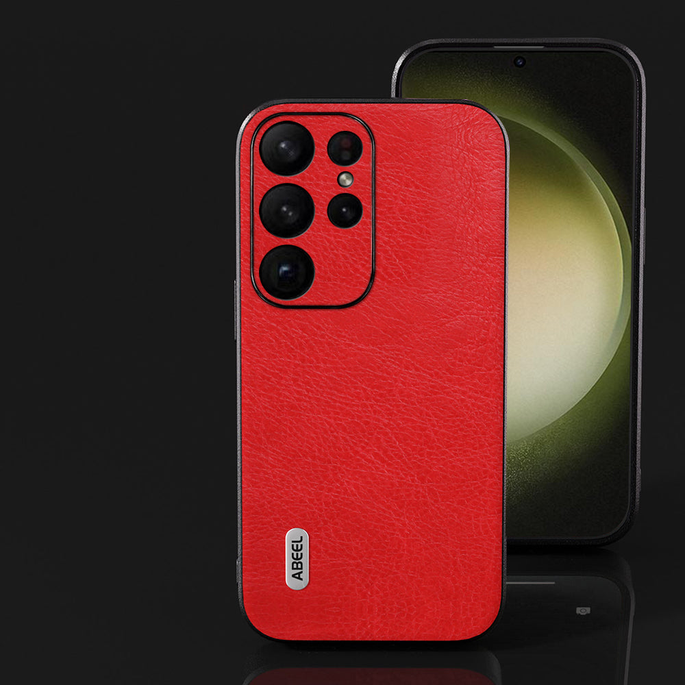 ABEEL For Samsung Galaxy S24 Ultra Retro Leather Case Litchi Texture Back Cover - Red