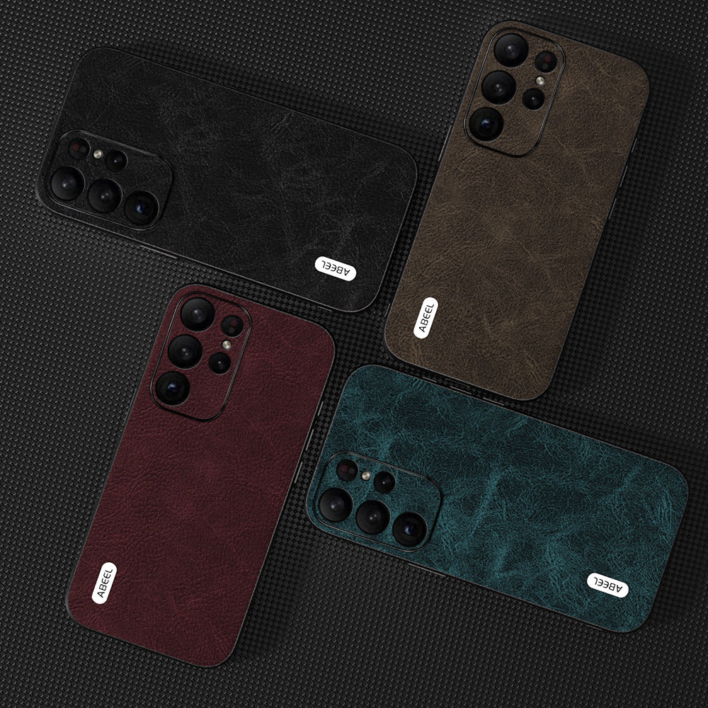 ABEEL For Samsung Galaxy S24 Ultra Leather Phone Back Case Fantasy Lychee Texture Cover - Khaki