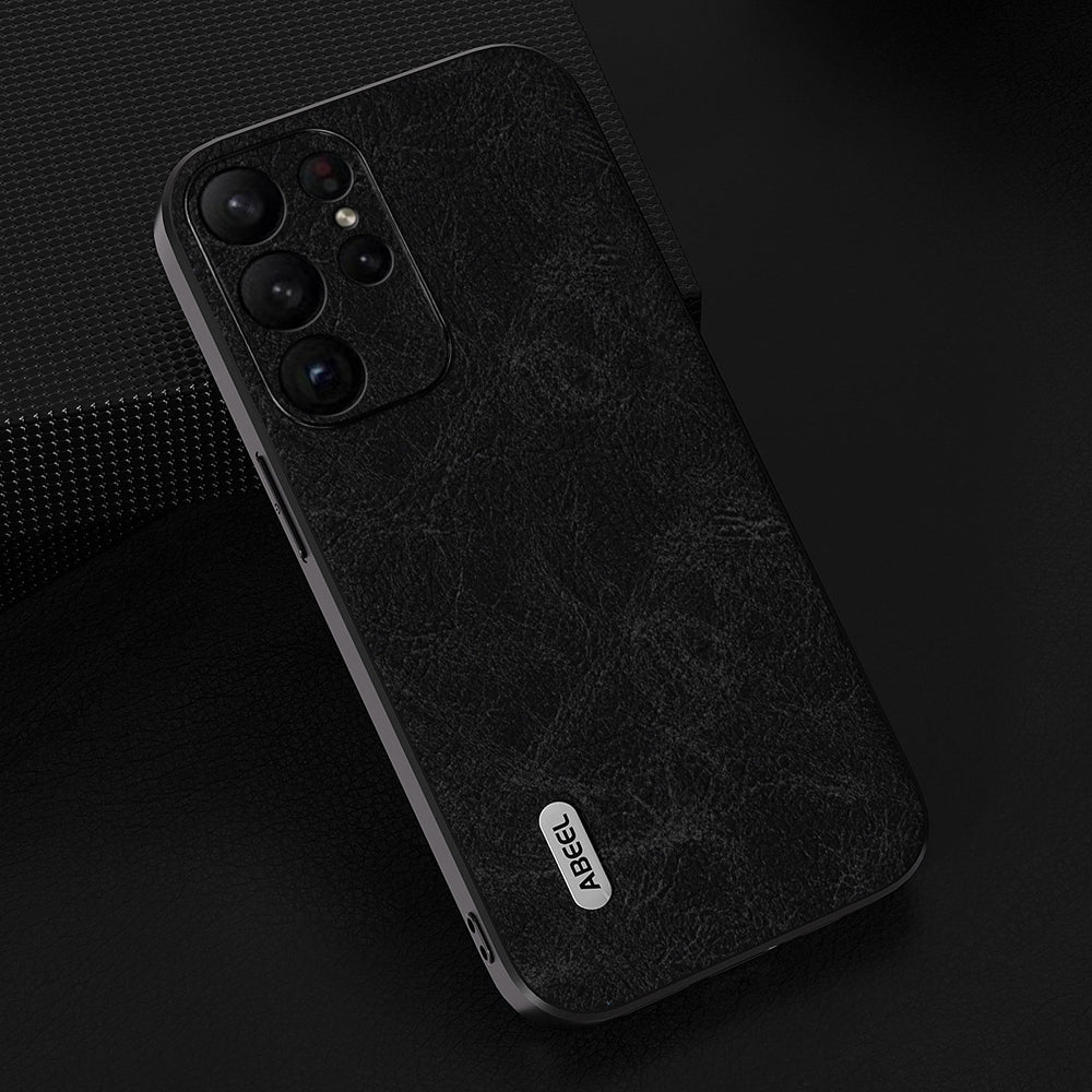 ABEEL For Samsung Galaxy S24 Ultra Leather Phone Back Case Fantasy Lychee Texture Cover - Black