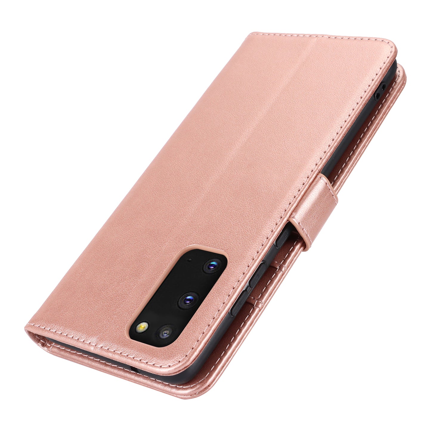 For Samsung Galaxy S20 4G / 5G Cell Phone Case R61 Texture Imprinted Leather Wallet Anti-scratch Cover - Rose Gold