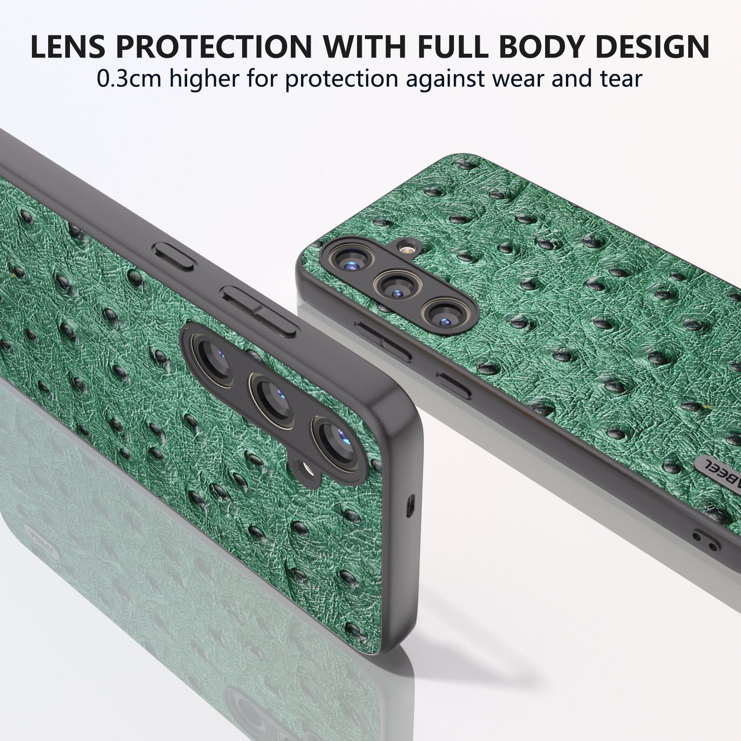 ABEEL For Samsung Galaxy S24 Ostrich Texture Case Camera Protection Phone Cover - Green