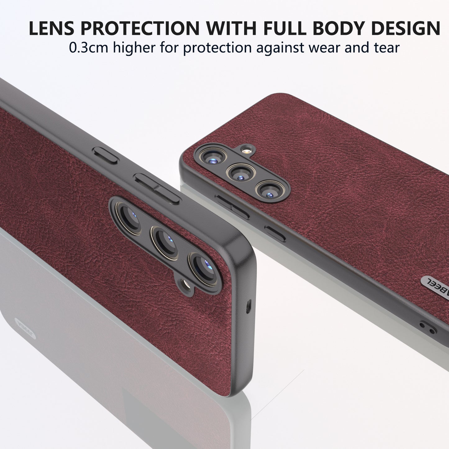 ABEEL For Samsung Galaxy S24+ PU Leather Phone Cover Litchi Texture Protective Case - Purplish Red