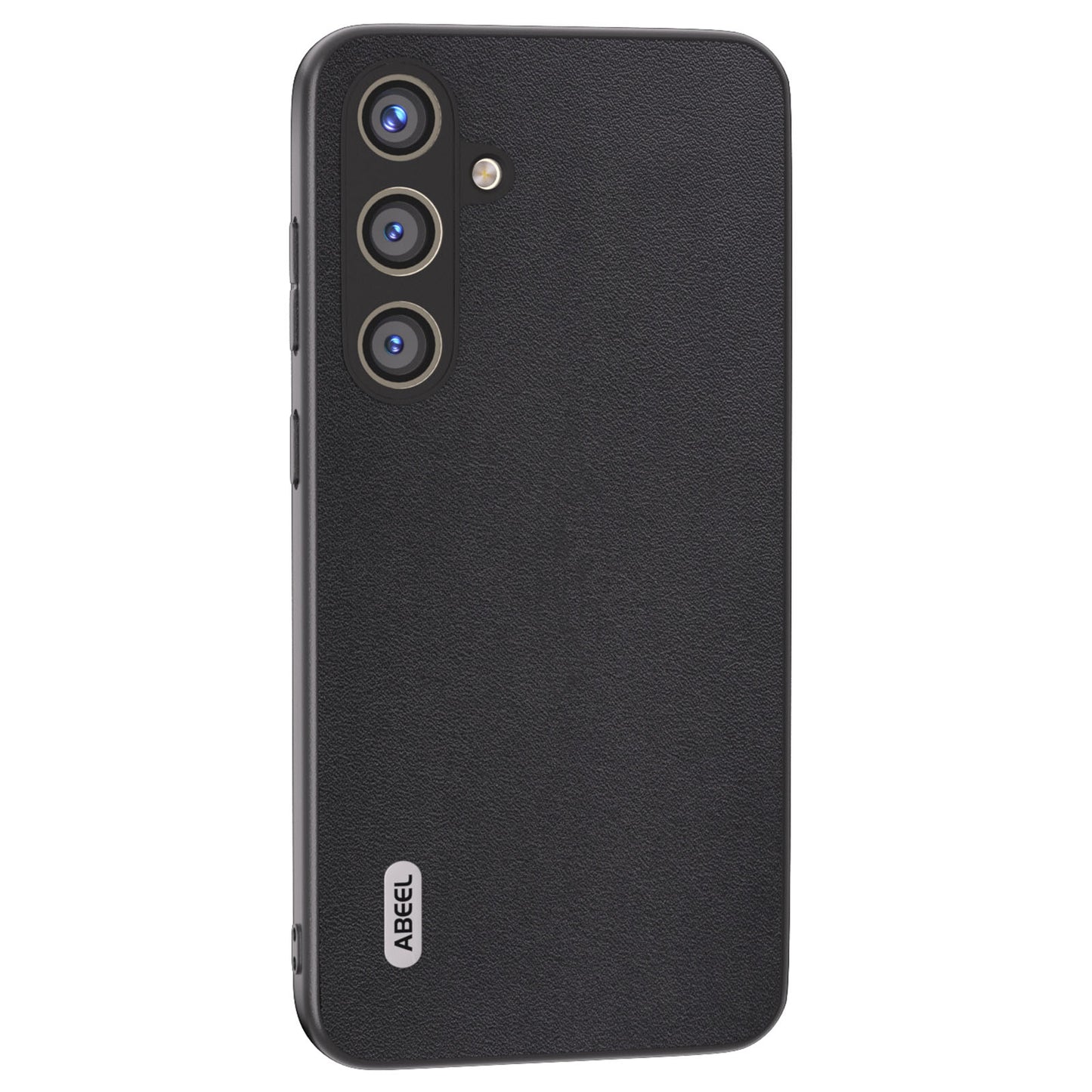 ABEEL For Samsung Galaxy S24+ Nappa Pattern Case Genuine Cow Leather Shockproof Cover - Black