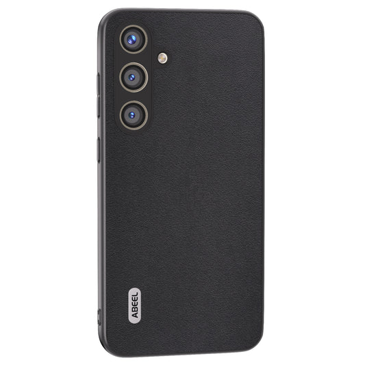 ABEEL For Samsung Galaxy S24 Case Nappa Texture Genuine Cow Leather Phone Cover Non-Slip - Black