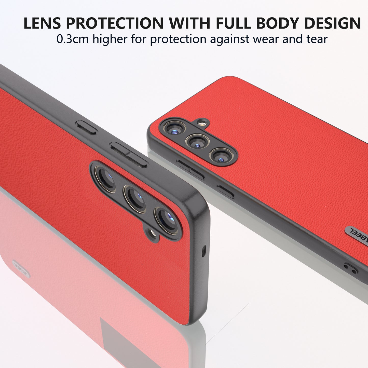 ABEEL For Samsung Galaxy S24+ Slim Shockproof Case Genuine Cow Leather Phone Cover - Red