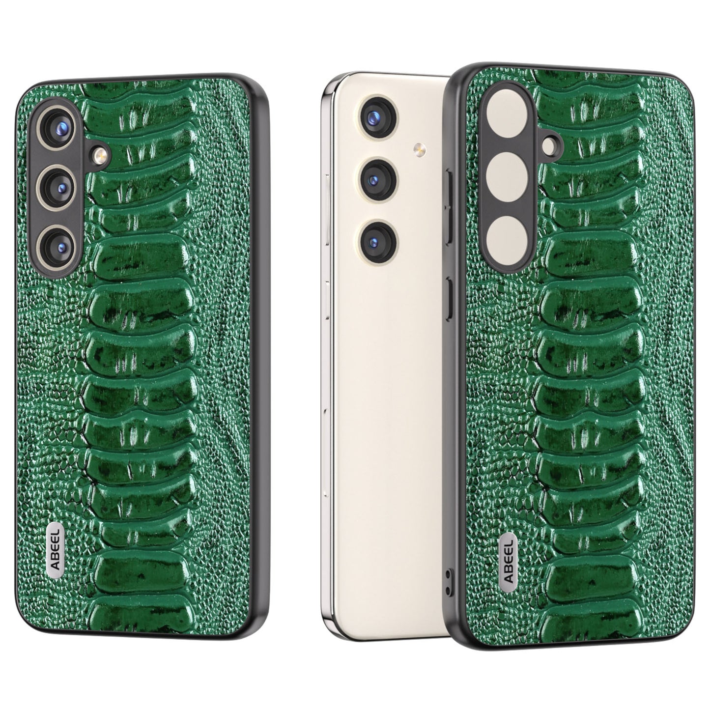 ABEEL For Samsung Galaxy S24+ Phone Case Protective Back Cover Crocodile Texture - Green