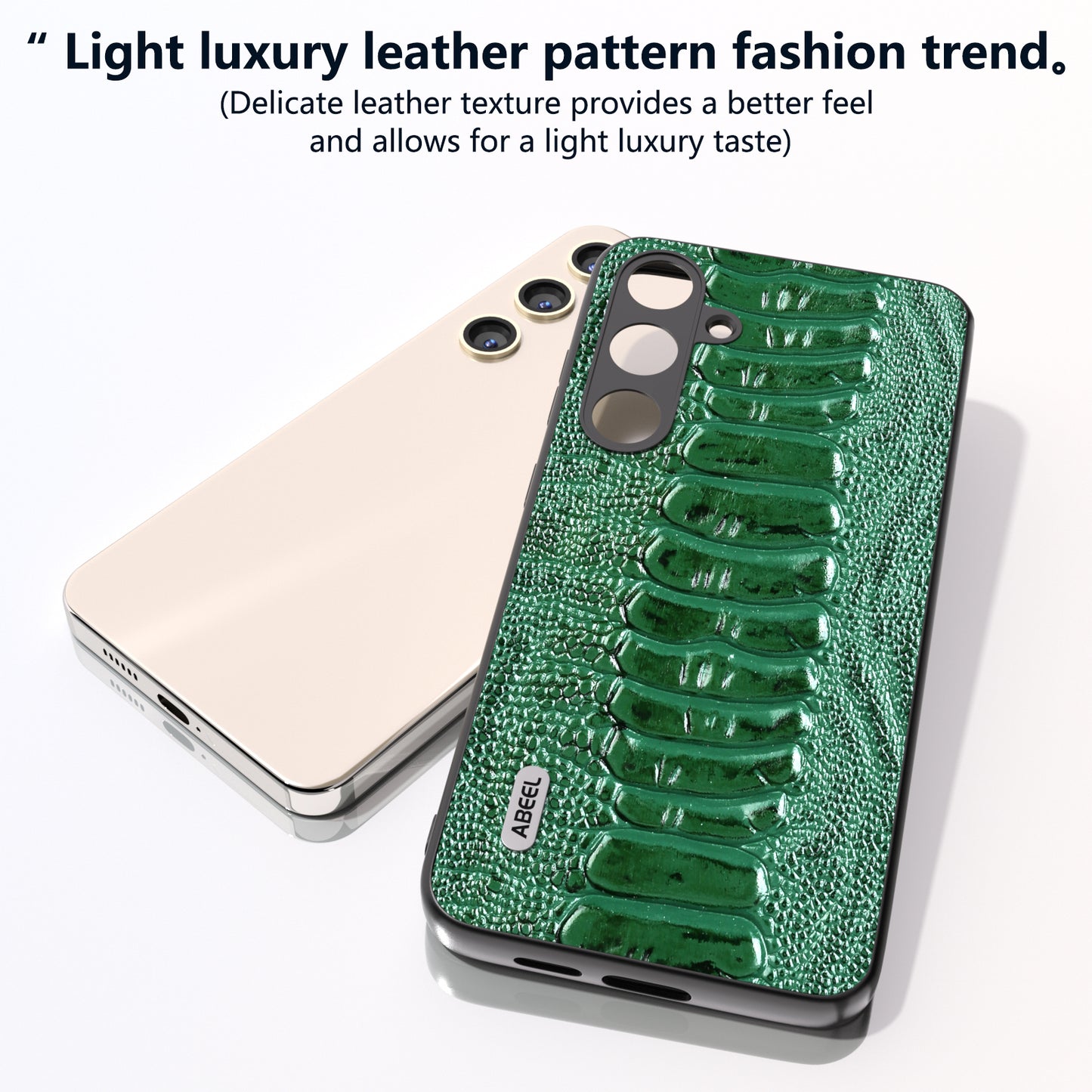 ABEEL For Samsung Galaxy S24+ Phone Case Protective Back Cover Crocodile Texture - Green