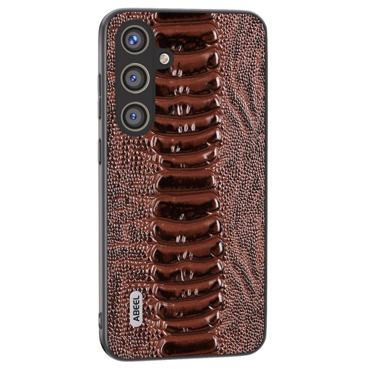 ABEEL For Samsung Galaxy S24+ Phone Case Protective Back Cover Crocodile Texture - Coffee