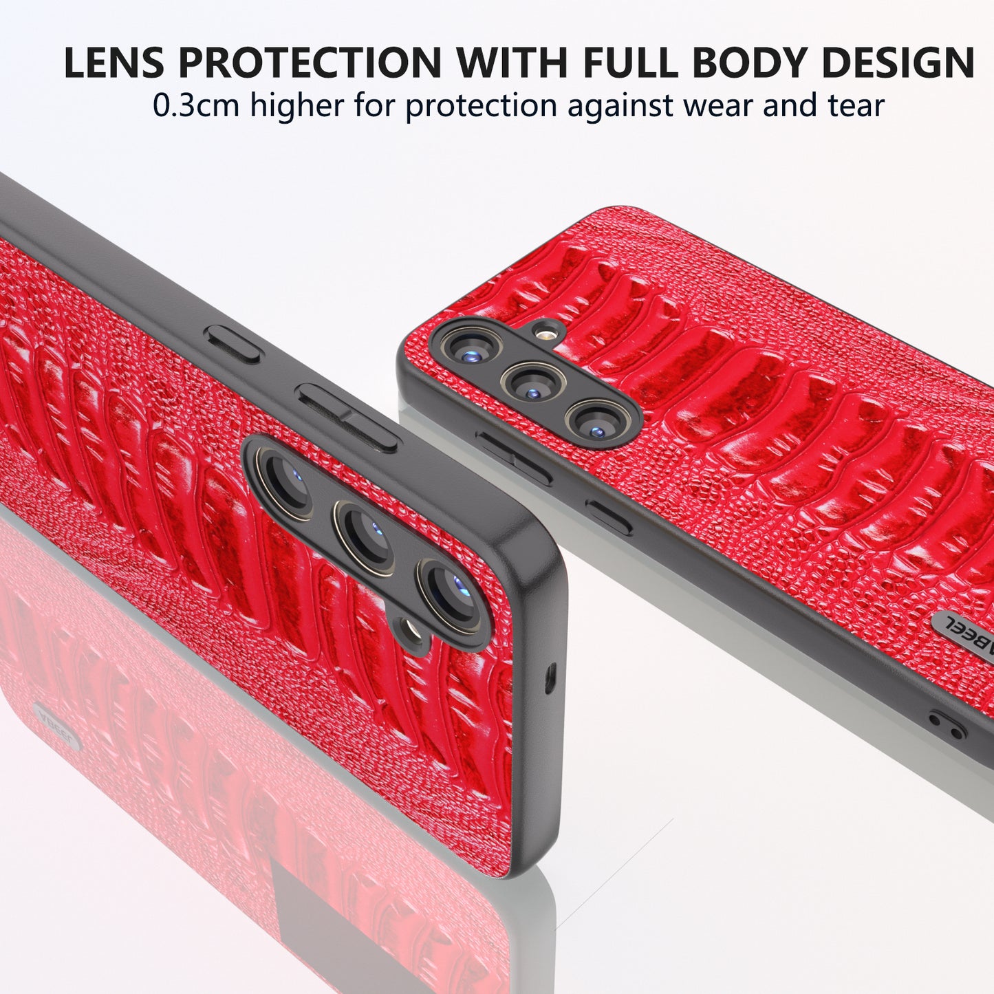 ABEEL For Samsung Galaxy S24+ Phone Case Protective Back Cover Crocodile Texture - Red