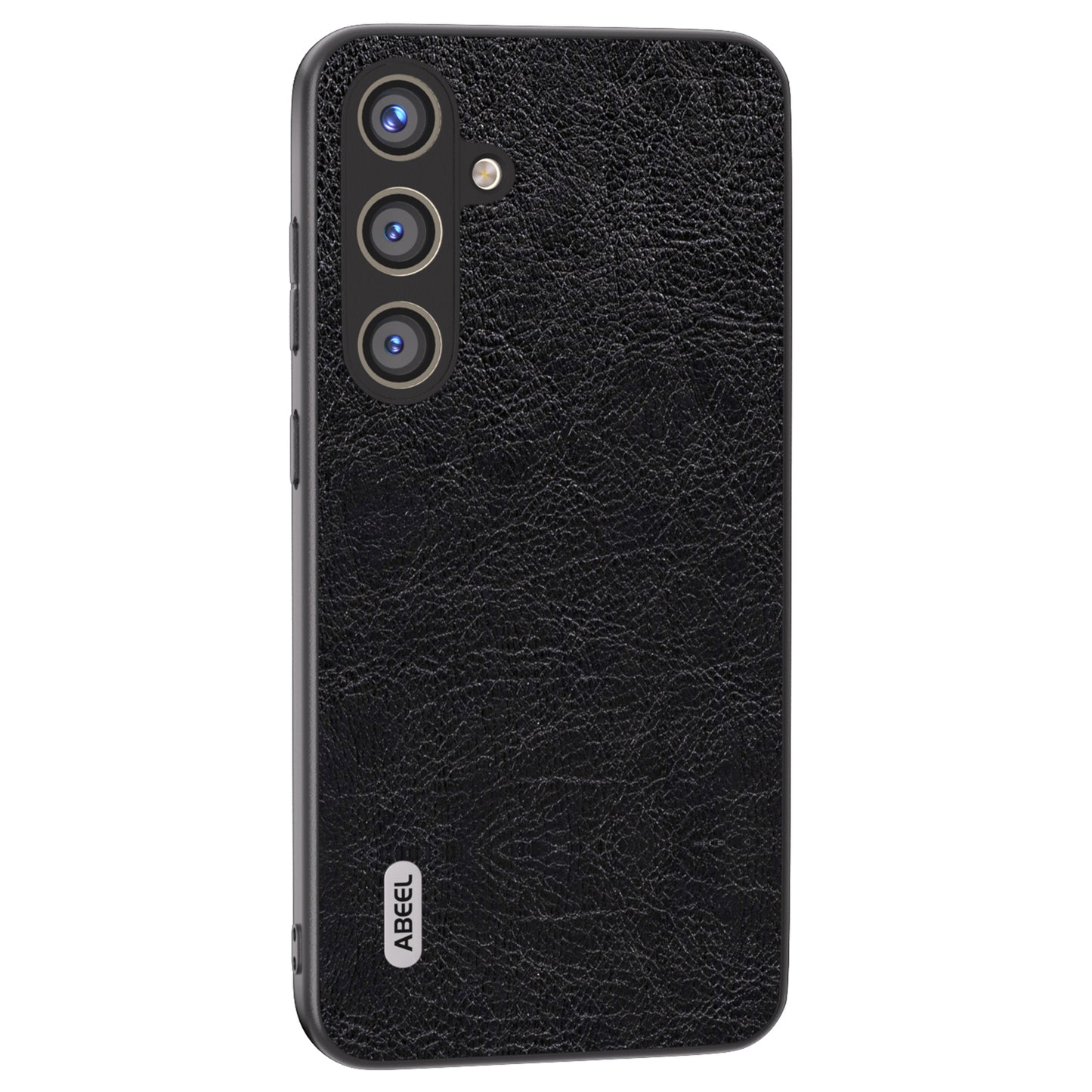 ABEEL For Samsung Galaxy S24+ Litchi Texture Case Leather Coated PC+TPU Phone Cover - Black