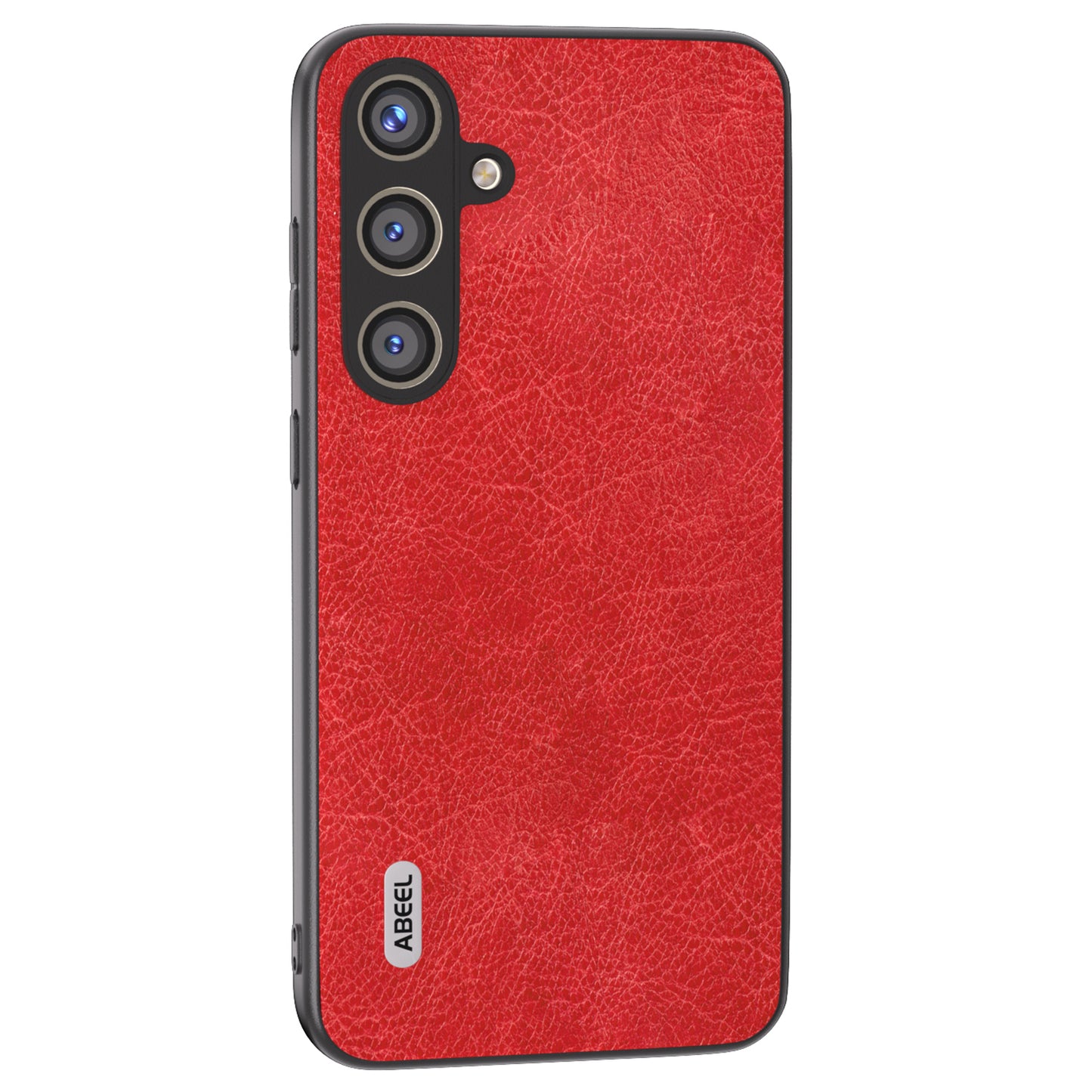 ABEEL For Samsung Galaxy S24+ Litchi Texture Case Leather Coated PC+TPU Phone Cover - Red
