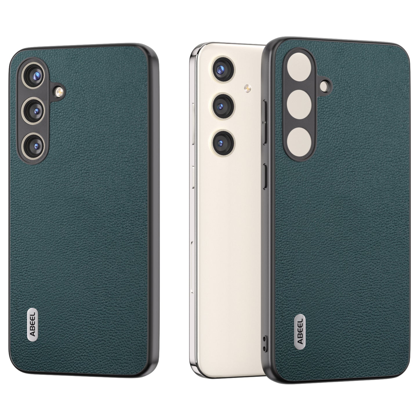 ABEEL For Samsung Galaxy S24 Back Protective Case Litchi Texture Phone Cover - Midnight Green