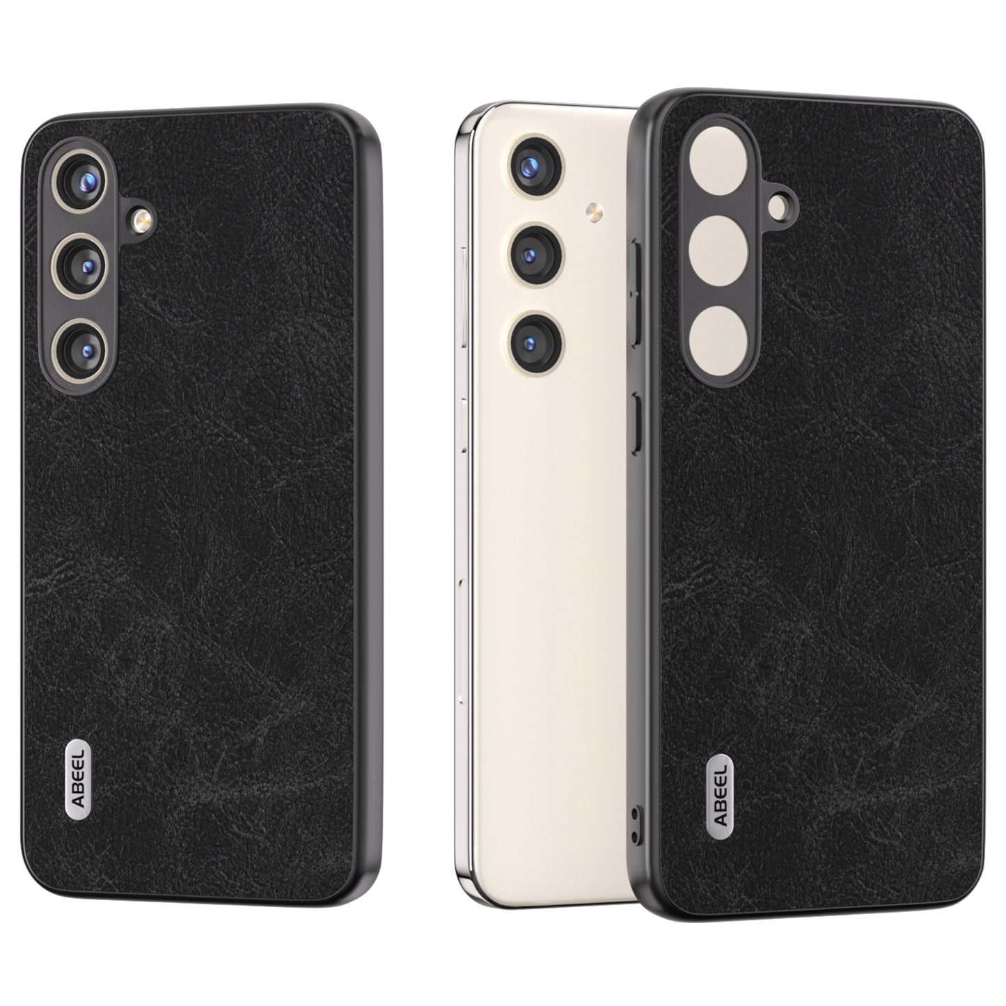 ABEEL For Samsung Galaxy S24 Litchi Texture Phone Case PU Leather+PC+TPU Anti-Scratch Cover - Black