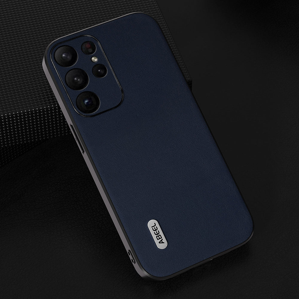 ABEEL For Samsung Galaxy S24 Ultra Drop Protection Case Nappa Texture Phone Cover - Blue