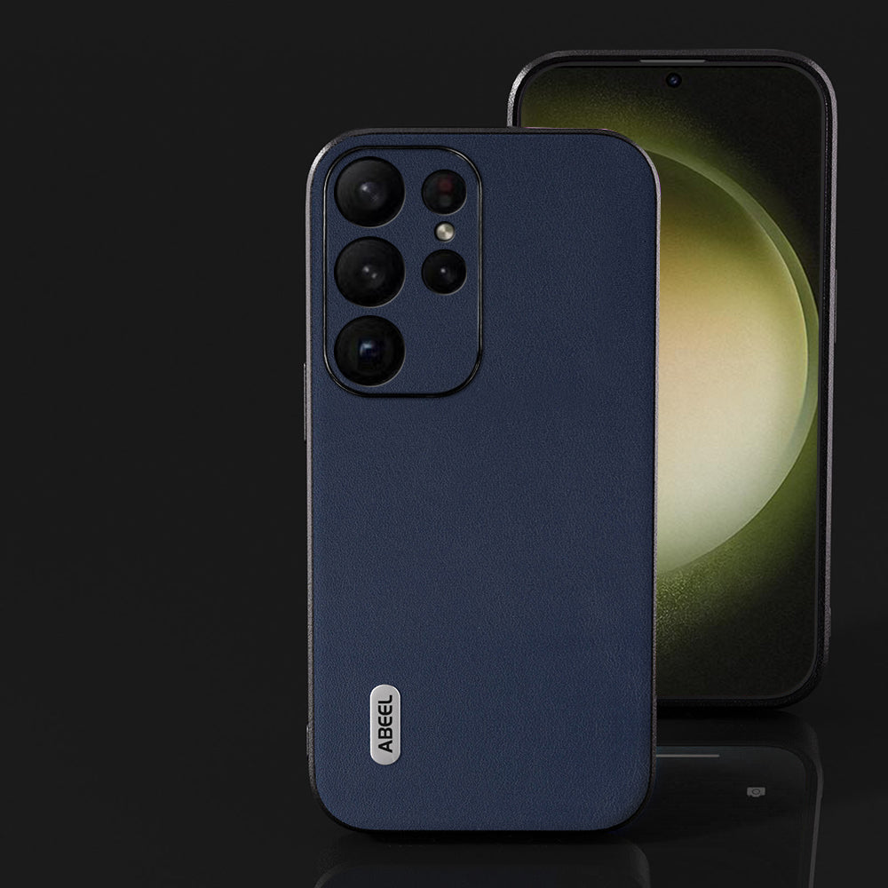 ABEEL For Samsung Galaxy S24 Ultra Drop Protection Case Nappa Texture Phone Cover - Blue