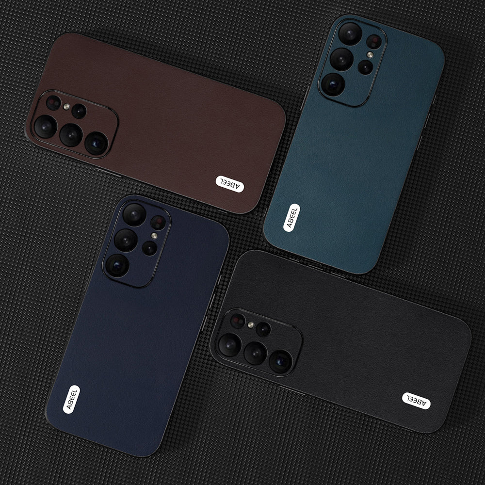 ABEEL For Samsung Galaxy S24 Ultra Drop Protection Case Nappa Texture Phone Cover - Blue