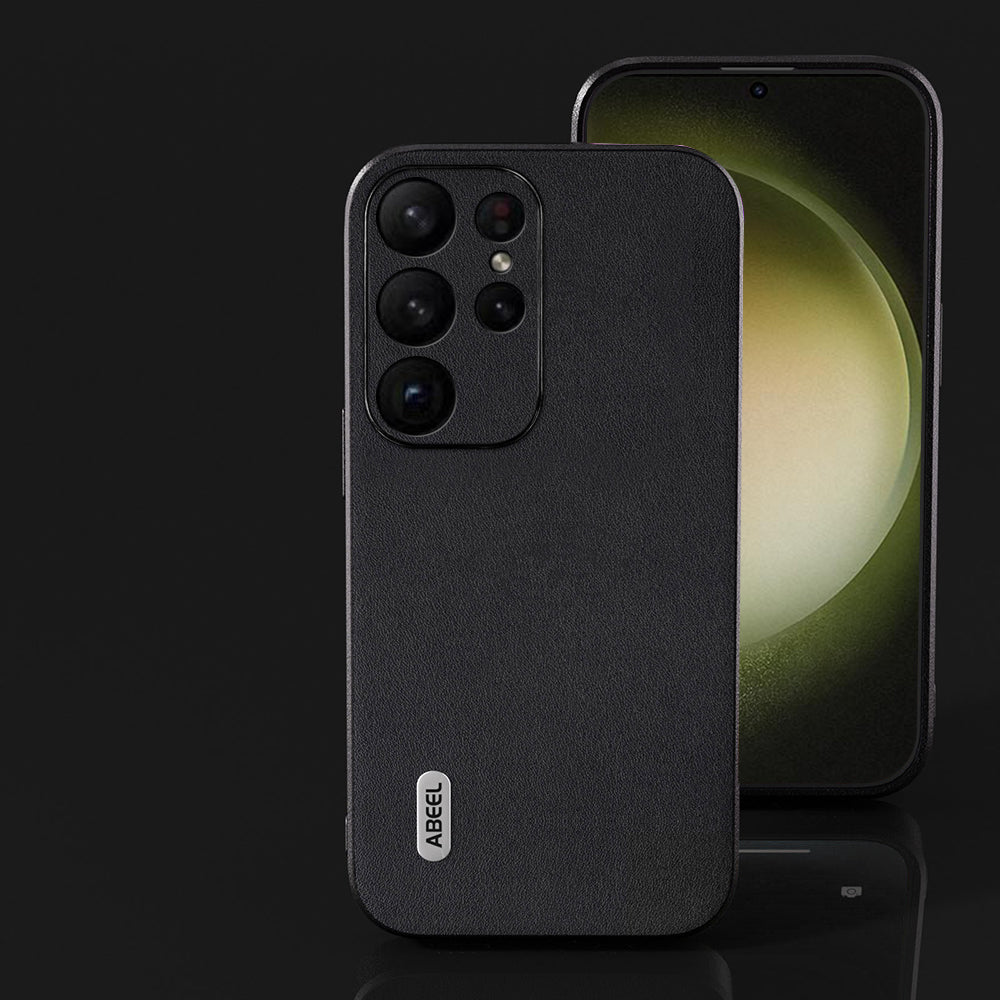 ABEEL For Samsung Galaxy S24 Ultra Drop Protection Case Nappa Texture Phone Cover - Black