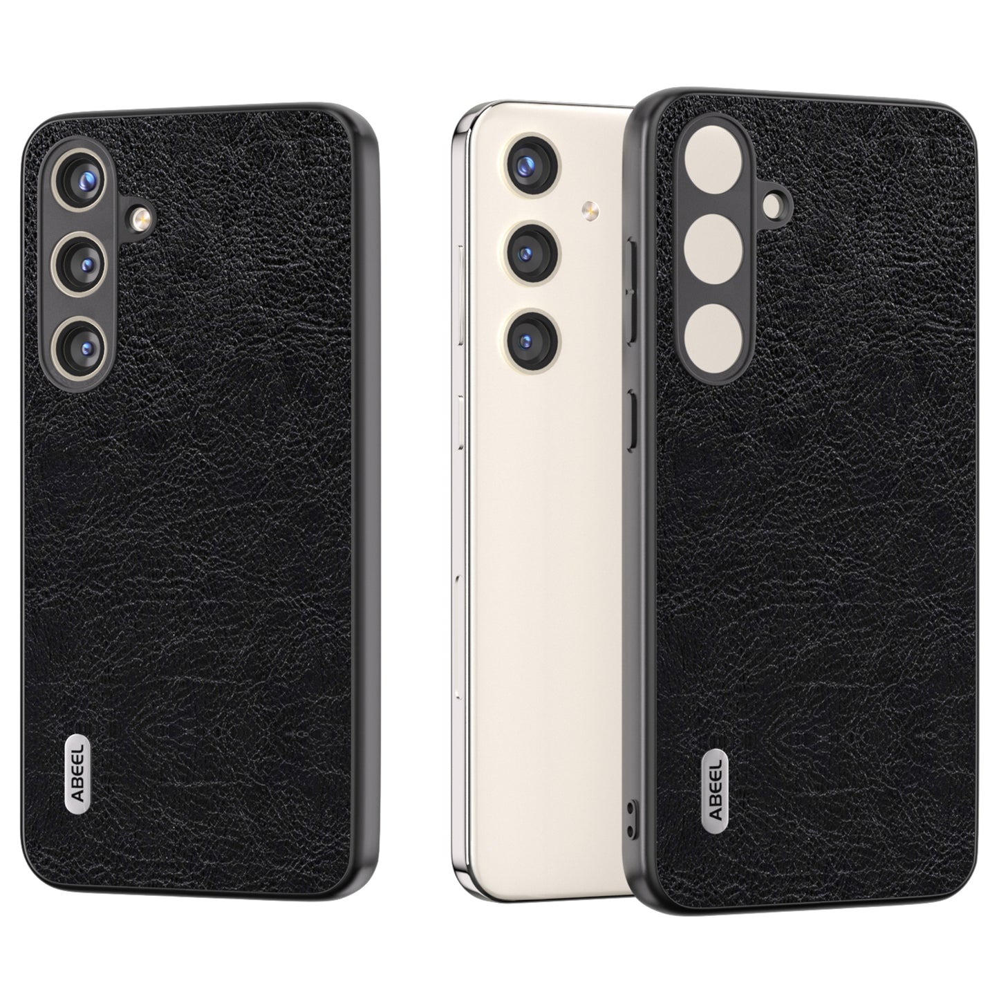 ABEEL For Samsung Galaxy S24 Retro Litchi Texture Cover PU Leather Camera Protection Phone Case - Black